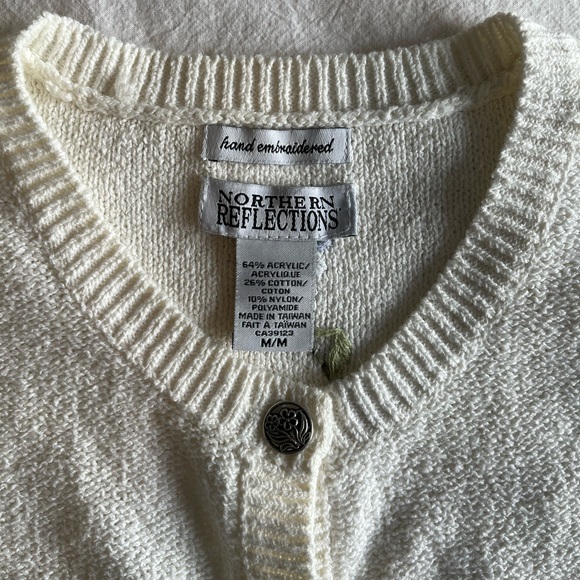 VTG Northern Reflections Hand Embroidered Cardigan Grannycore Cottagecore 90’s - Picture 9 of 13